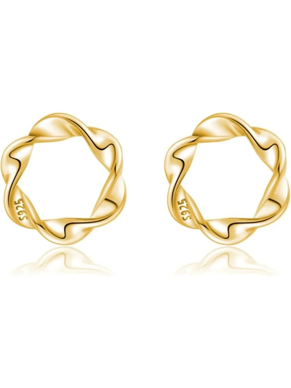 Minimalist 925 Sterling Silver Circle Stud Earrings for Women & Teens - Hollow